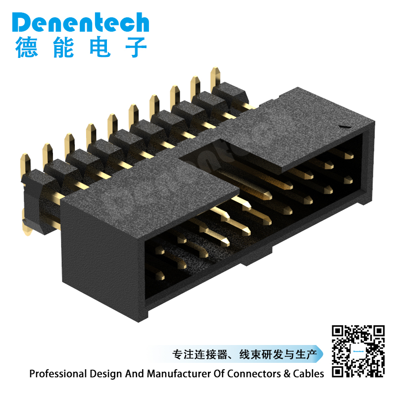 Denentech professional factory 2.0MM box header H7.2MM dual row straight SMT+pin header